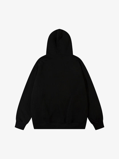 Thesupermade Star Patch Embroidered Hooded Fleece Sweatshirt 