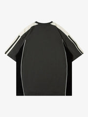 Color-Blocked Strip Racing T-shirt - 2076 