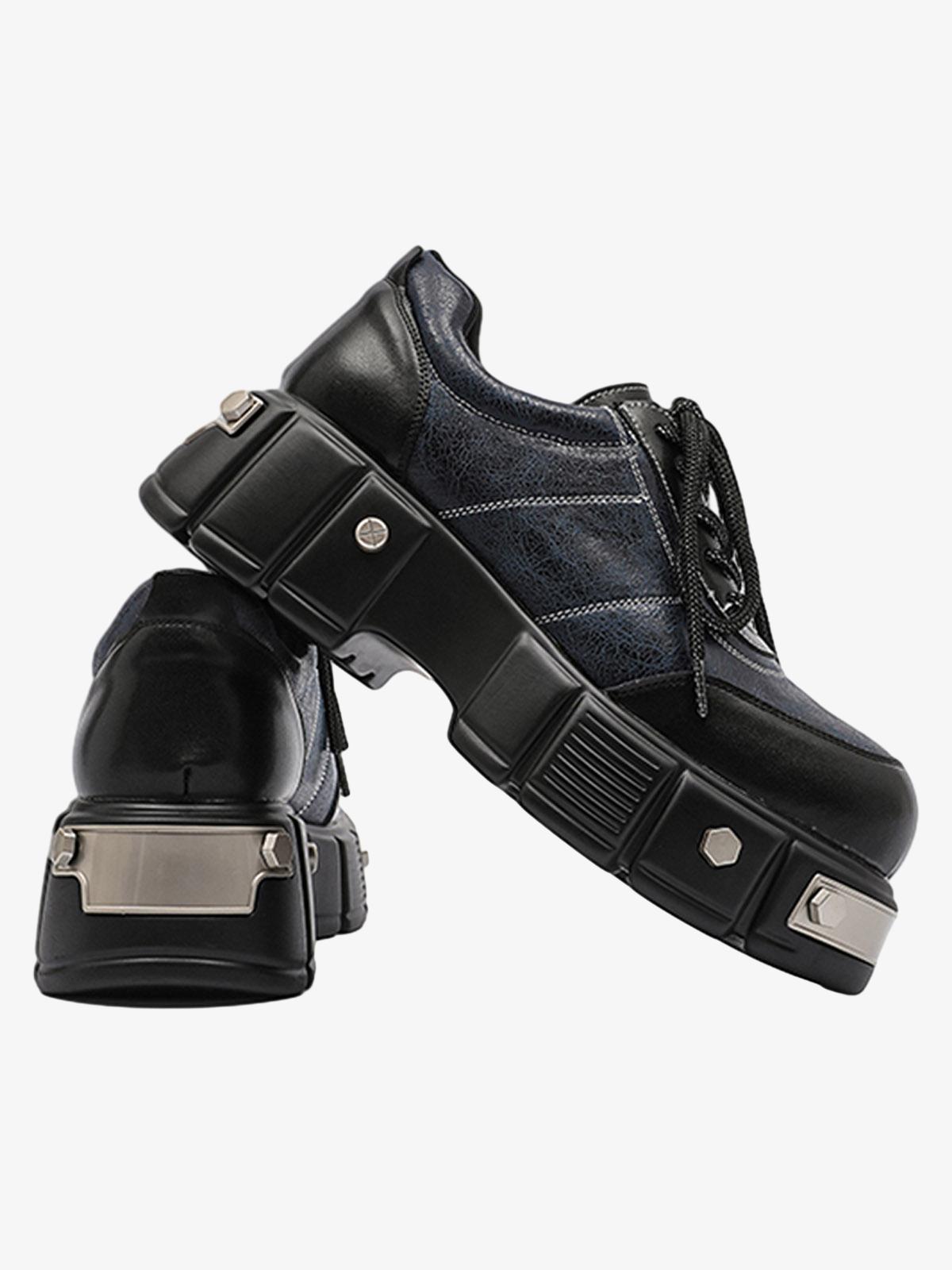 Metal Plate Chunky Leather Shoes 