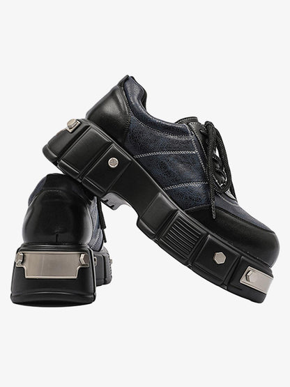 Metal Plate Chunky Leather Shoes 