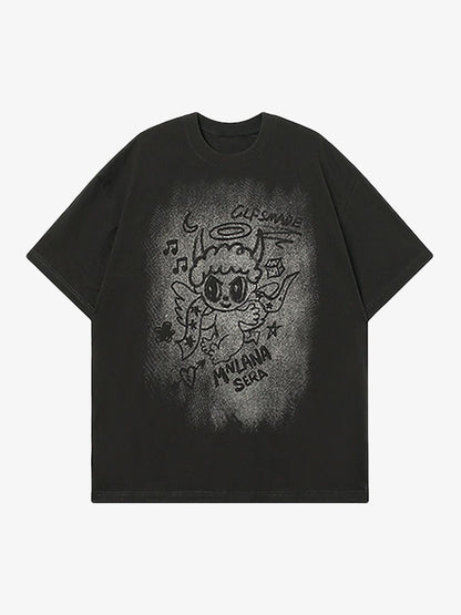 Oversized Angel Graphic T-Shirt 