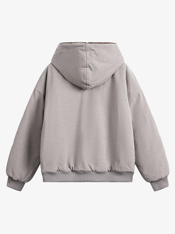 Thesupermade Fur Hooded Zip Up Quilted Jacket 