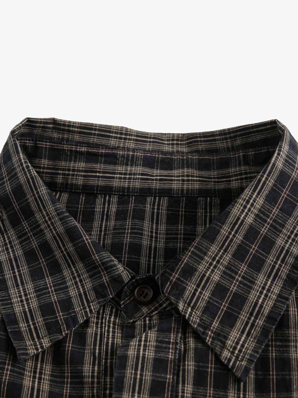 Distressed Plaid Short-Sleeve Shirt 