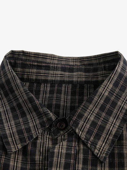 Distressed Plaid Short-Sleeve Shirt 