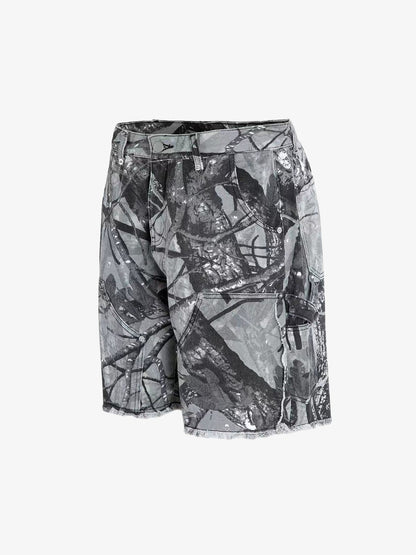 Thesupermade Retro Distressed Camouflage Workwear Hip-Hop Shorts 