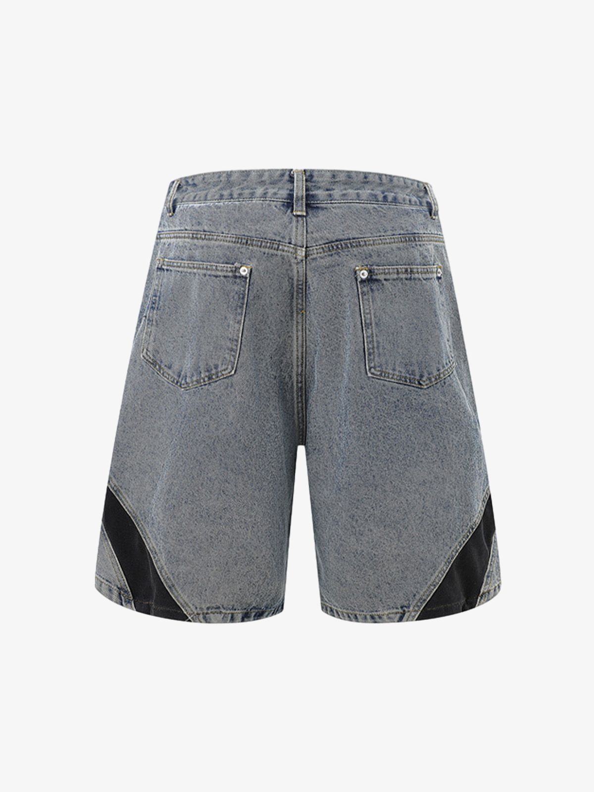 Deconstructed Patchwork Short-Sleeve Cropped Denim Set 