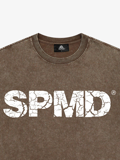 Original Vintage Cracked Letter Graphic T-Shirt 