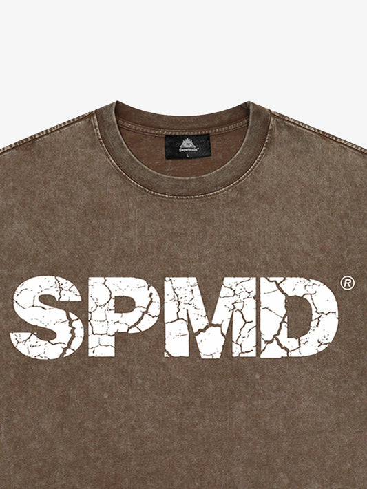 Original Vintage Cracked Letter Graphic T-Shirt 