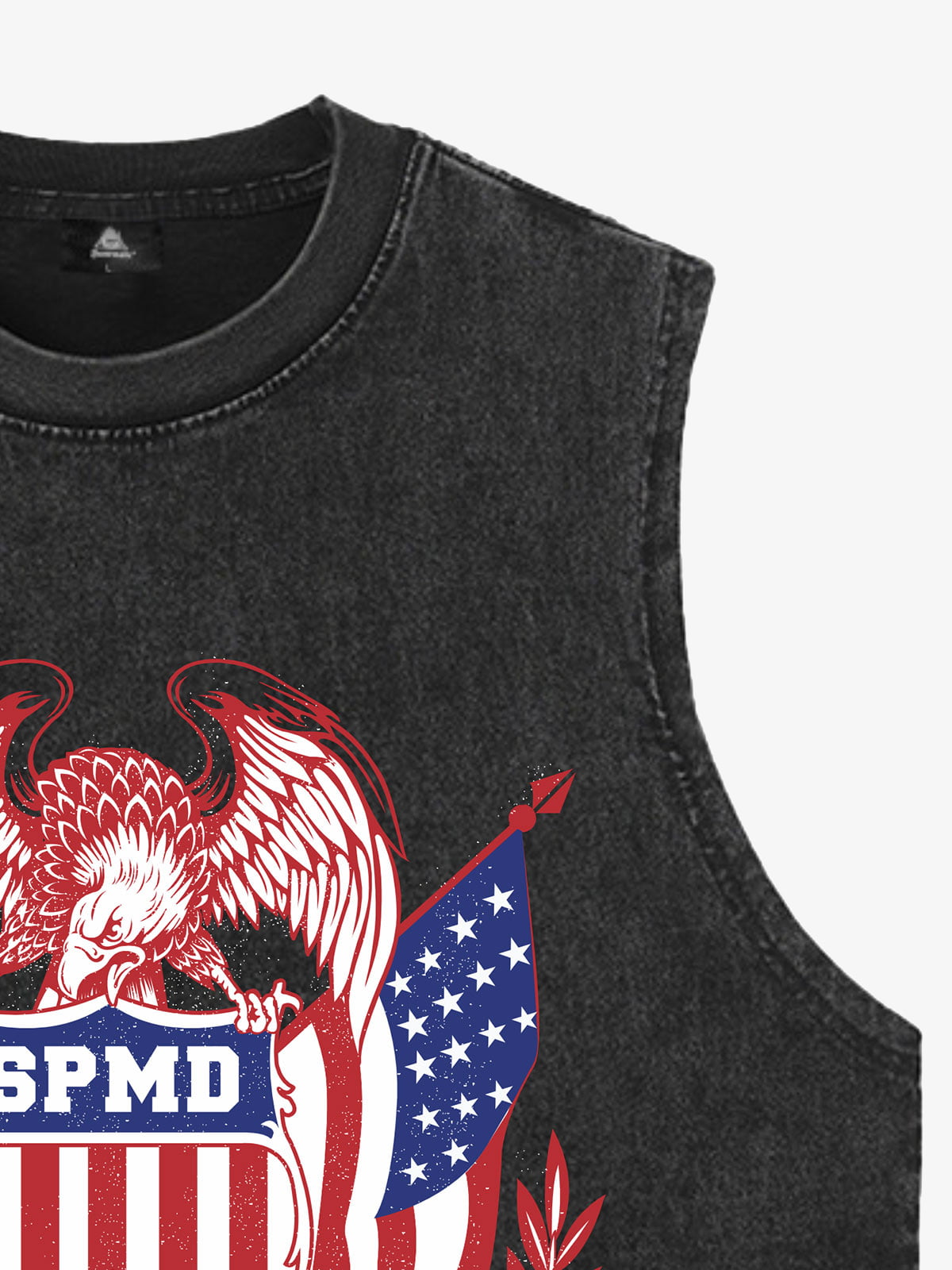 Original Printed Eagle Graphic Stylish Sleeveless Denim Vest 