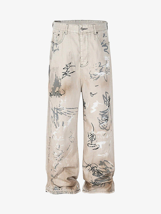 Thesupermade Hand-painted Graffiti Baggy Jeans - 1885 