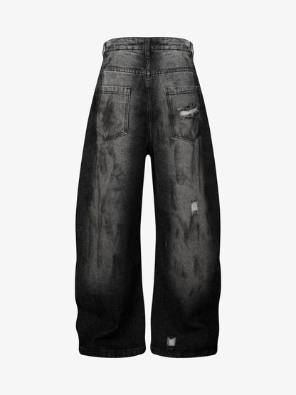 Street Stripe Dirty Dye Barrel Jeans 