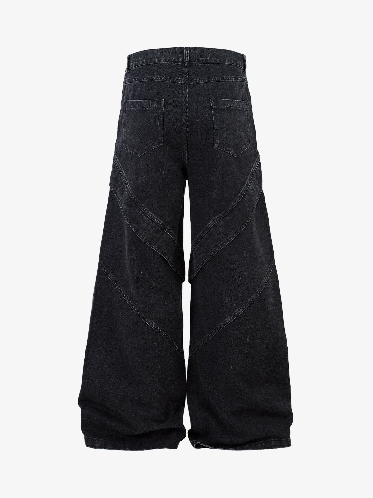 Deconstructed Split Pleated Pocket Cargo Jeans 