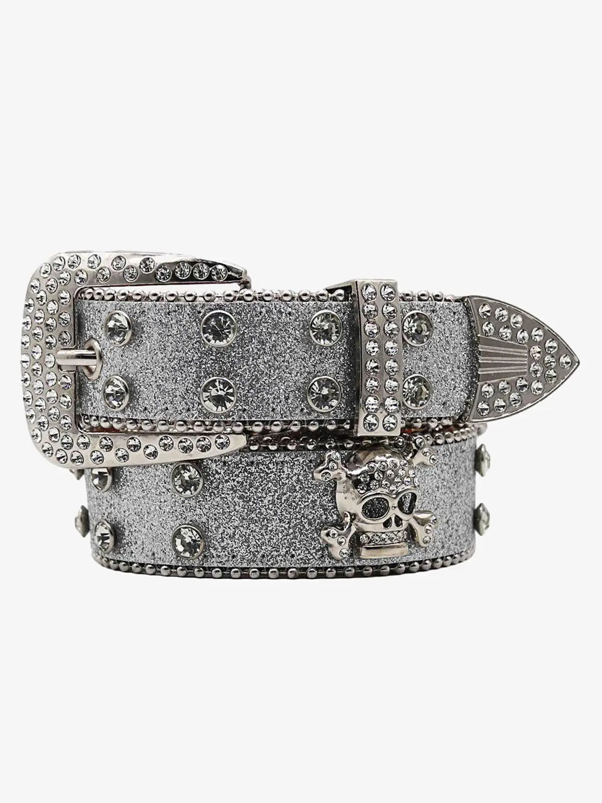 Thesupermade Rhinestone Skull Belt - 1668 