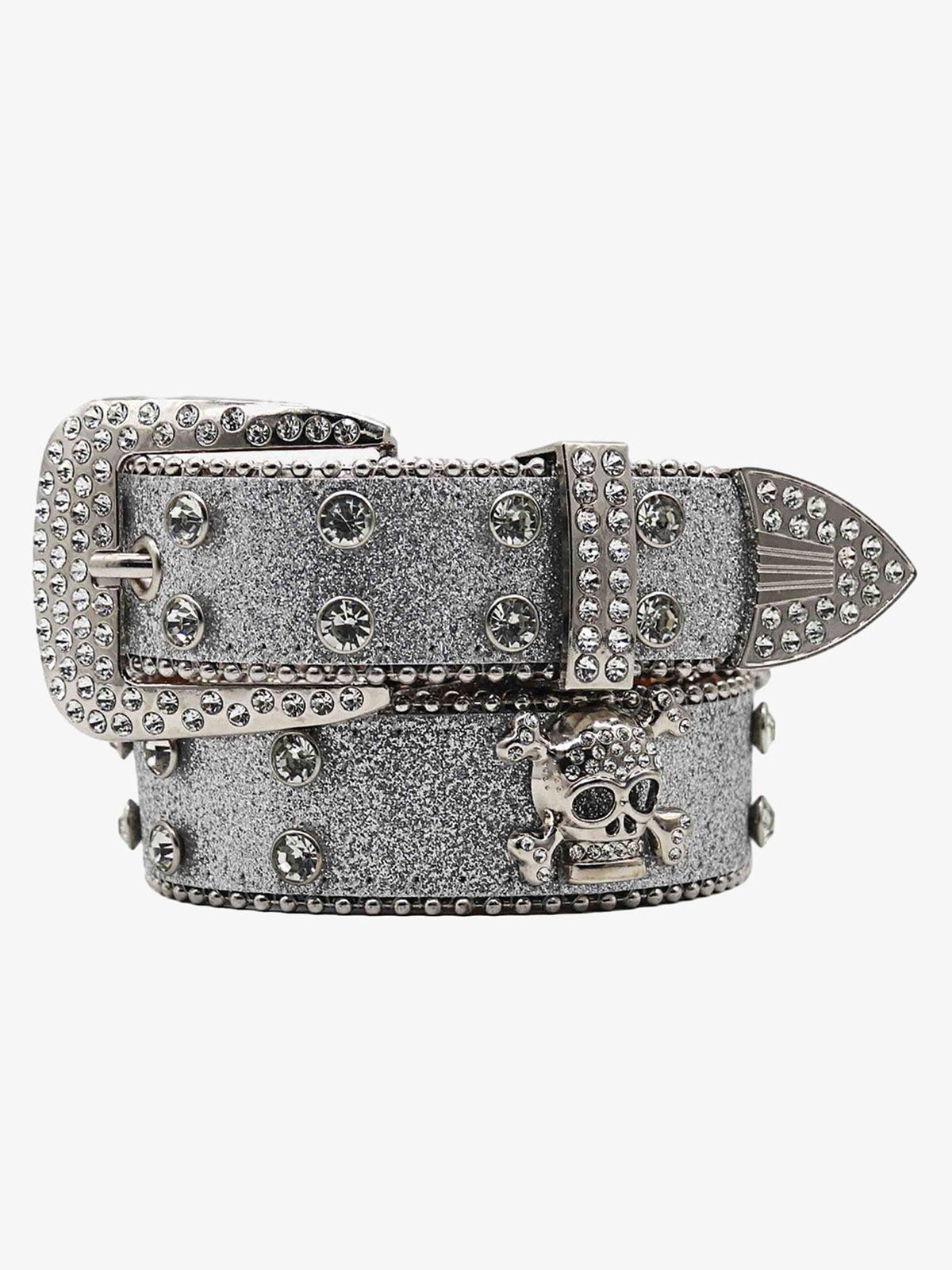 Thesupermade Rhinestone Skull Belt - 1668 