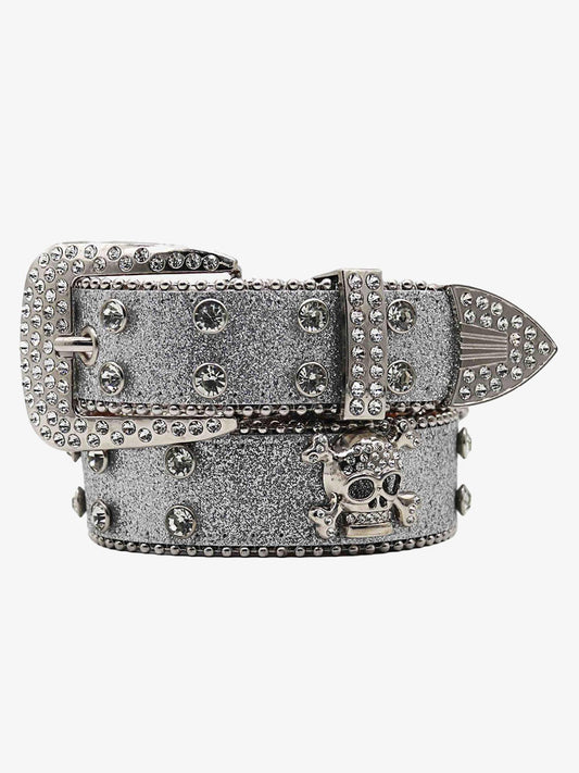 Thesupermade Rhinestone Skull Belt - 1668 