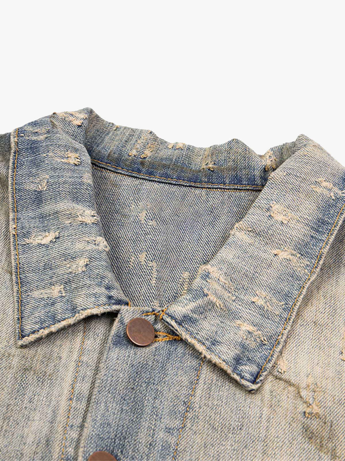 Mud-dyed Distressed Rhinestone Denim Jacket - 2336 