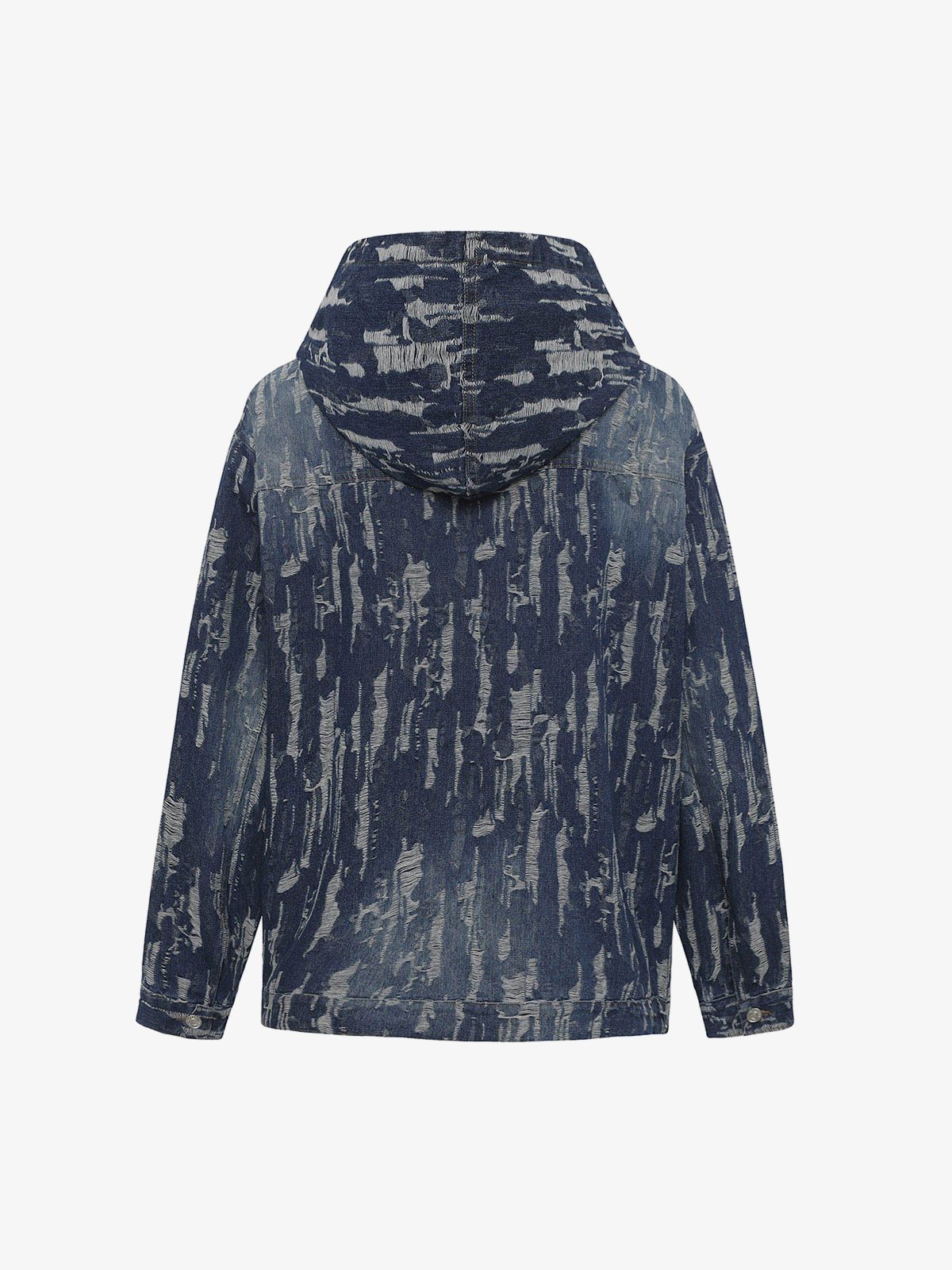 Thesupermade Embroidered Washed Denim Hoodie 