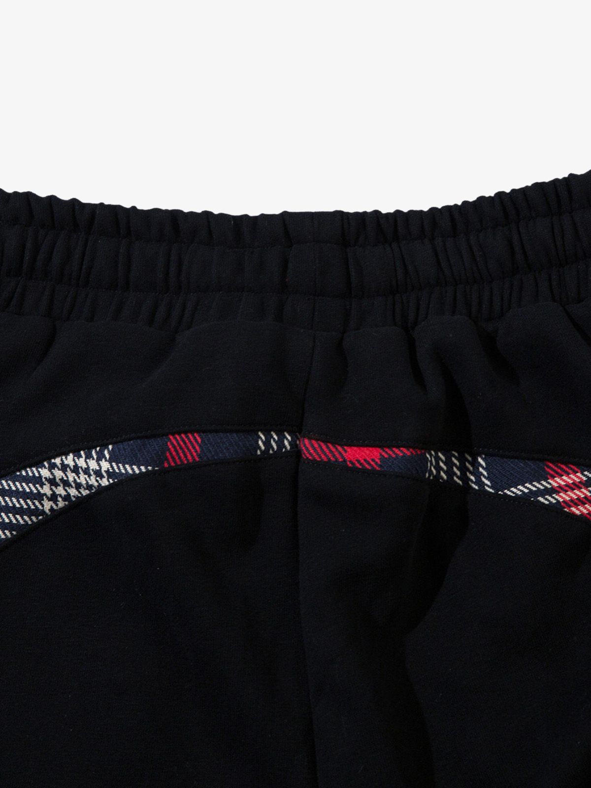 Thesupermade Drawstring Slash Plaid Stitching Straight Pants 