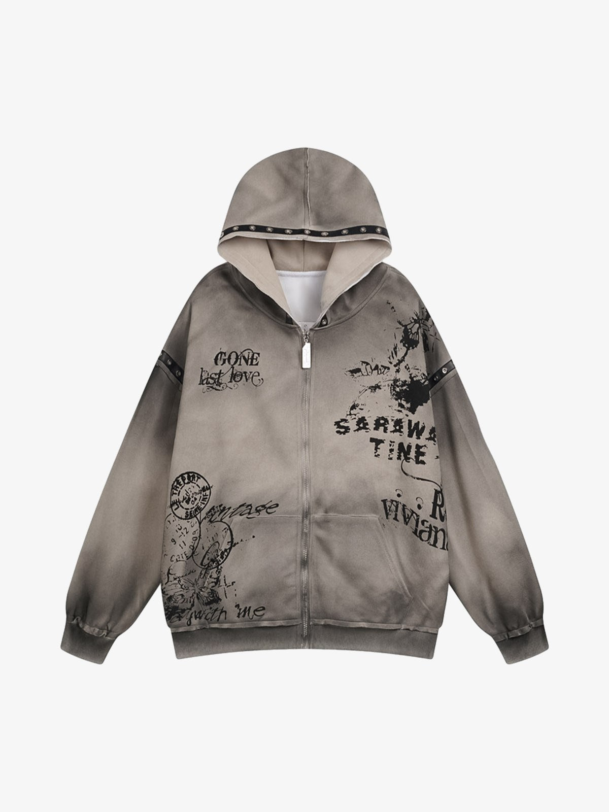 Wasteland Style Distressed Graffiti Hoodie 