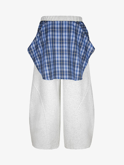 Plaid Belt Barrel Pants 