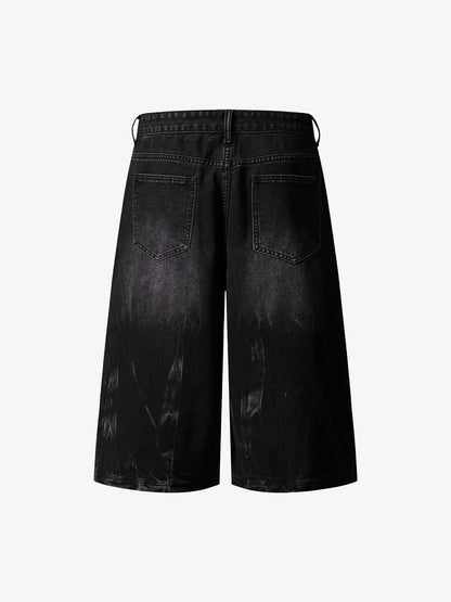 Retro Ripped Contrast Plaid Denim Shorts 