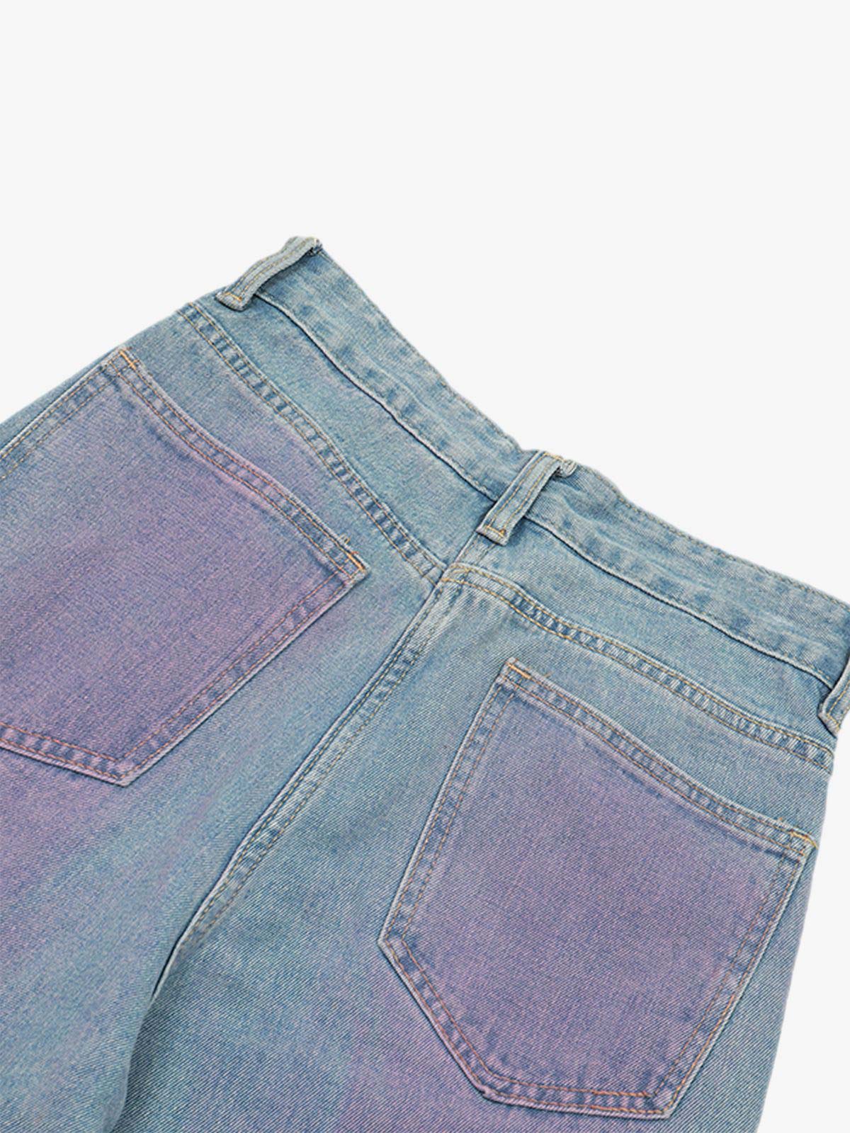 Thesupermade American Retro Spray-painted Star Embroidered Jeans 