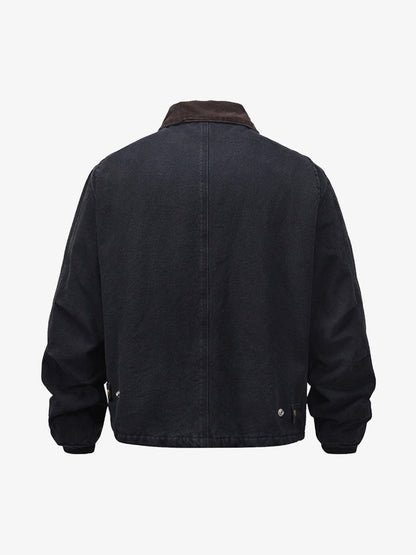 Vintage Washed Distressed Quilted Work Jacket 