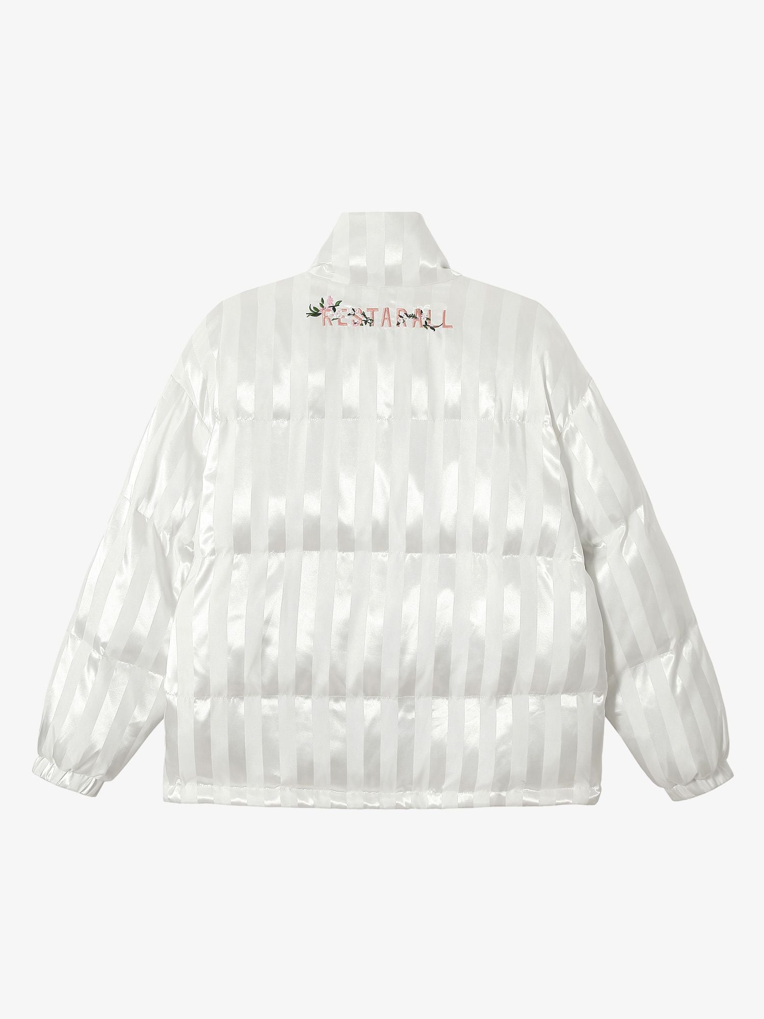 Thesupermade Floral Letter Embroidered Stand Collar Cotton Coat 