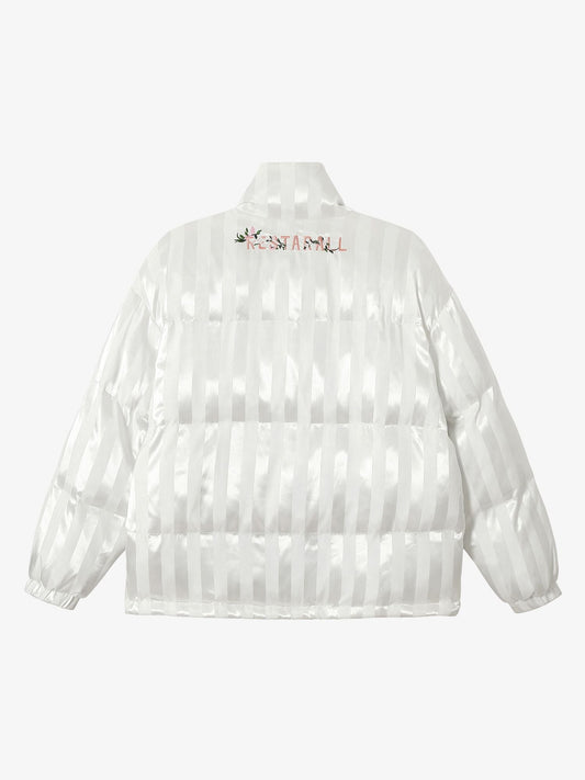Thesupermade Floral Letter Embroidered Stand Collar Cotton Coat 
