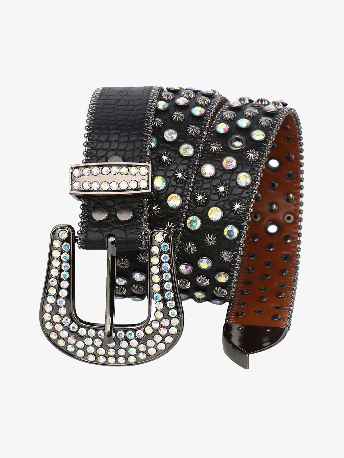 Punk Style Metal Hotfix Rhinestone Belt 