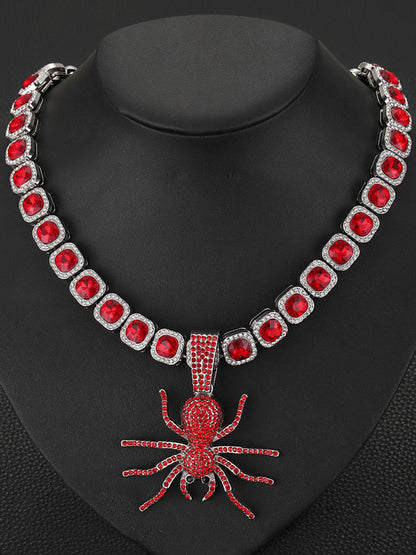 Thesupermade Punk Style Red Spider Cuban Necklace 
