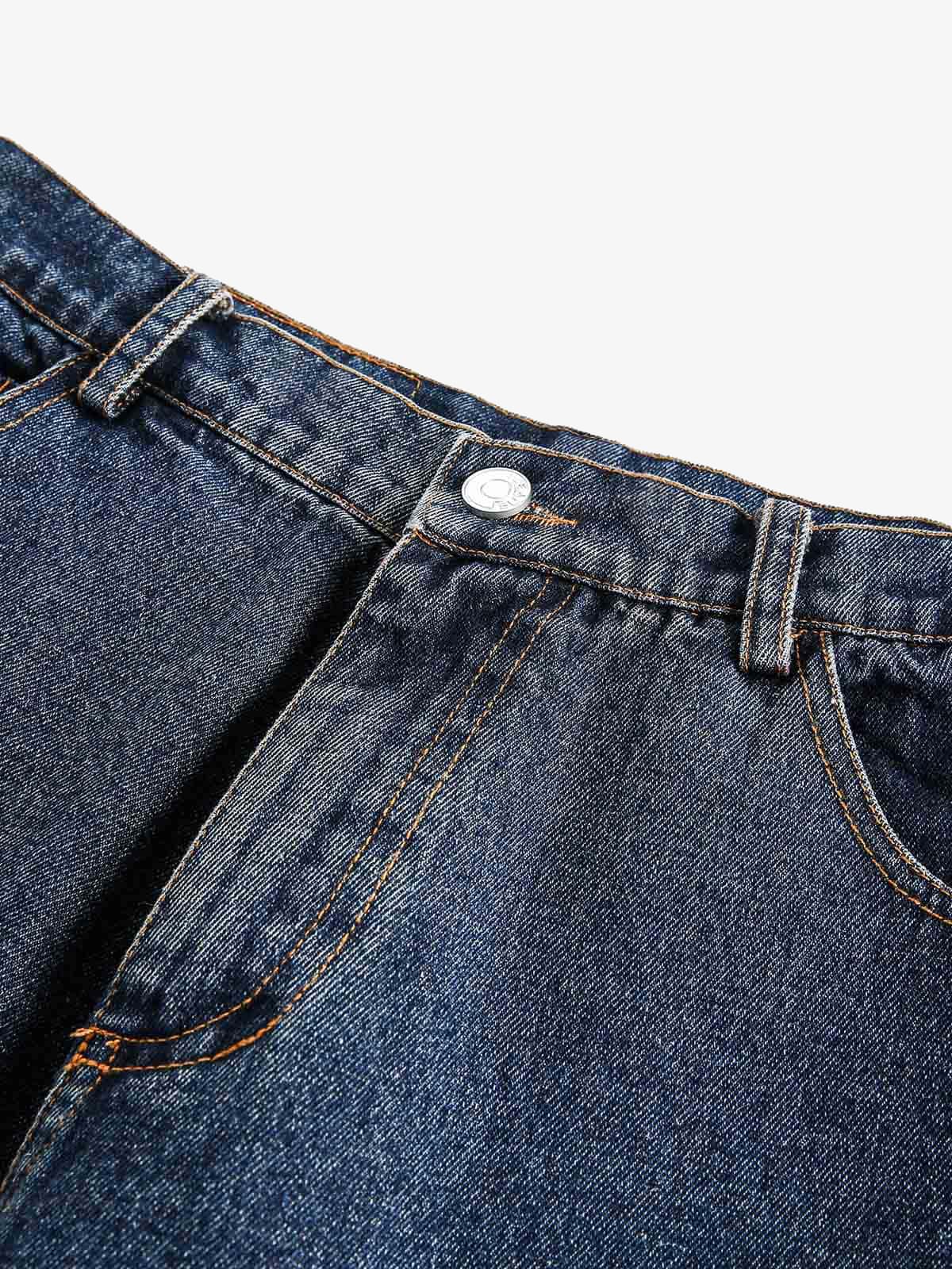 Distressed Ink Graffiti Straight Jeans 