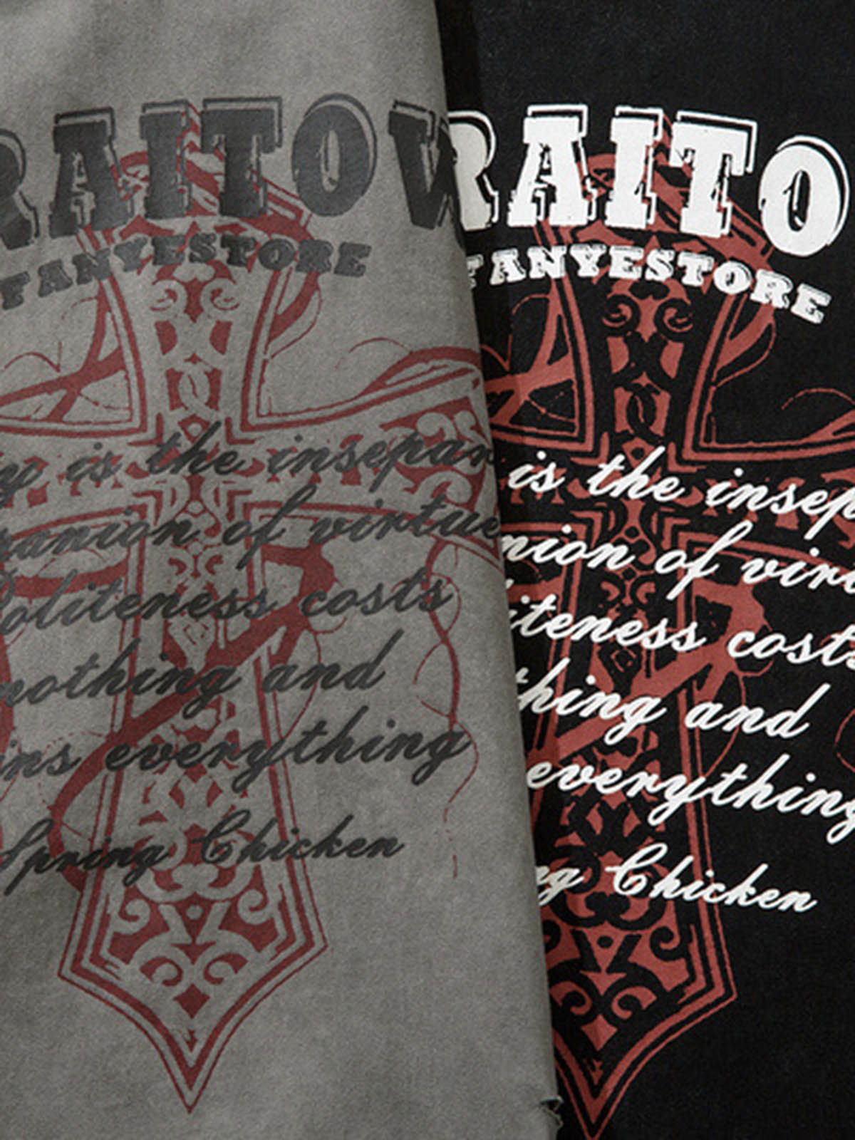 Distressed Ripped Graphic Cross Print Vest 