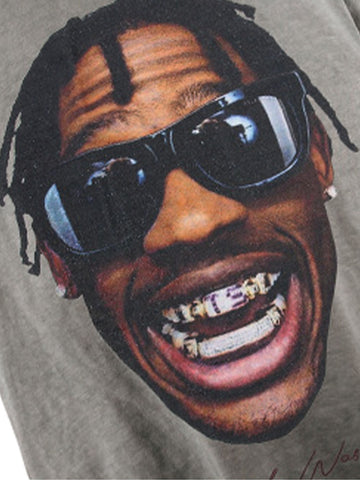 Portrait Print Crew Neck T-Shirt - 2377 