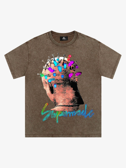 Thesupermade Street Artistic Painted Portrait T-shirt 
