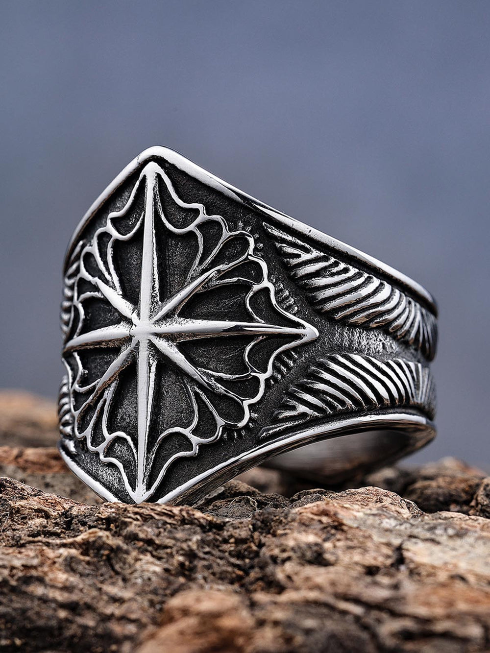 Star Engrave Steel Ring 
