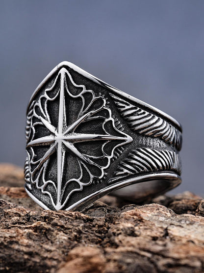 Star Engrave Steel Ring 