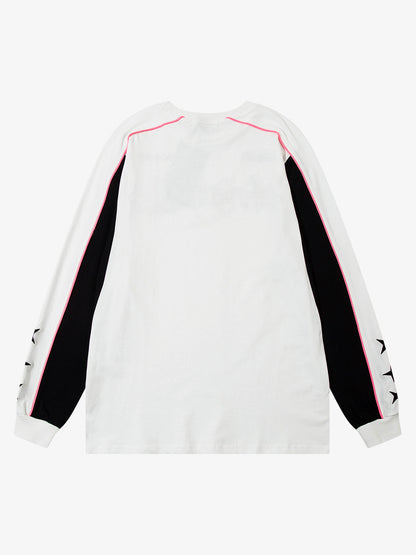 Thesupermade Silver Letter Cross Embroidery Long Sleeve T-shirt 