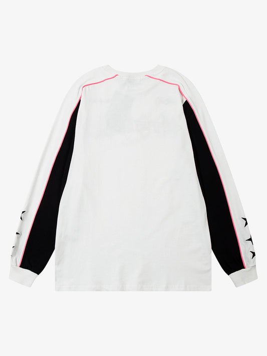 Thesupermade Silver Letter Cross Embroidery Long Sleeve T-shirt 