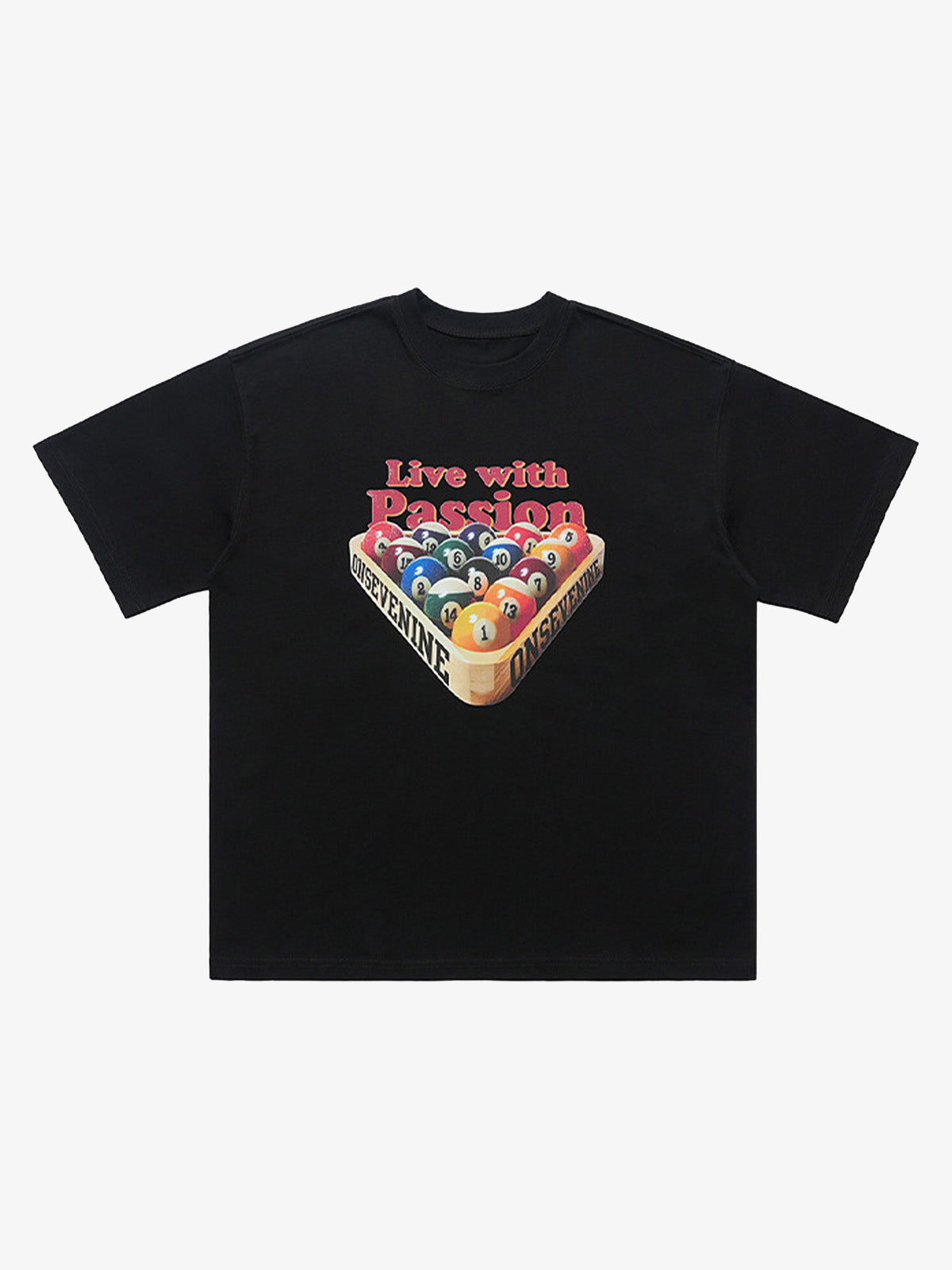 Retro Billiards Letter Print T-Shirt 