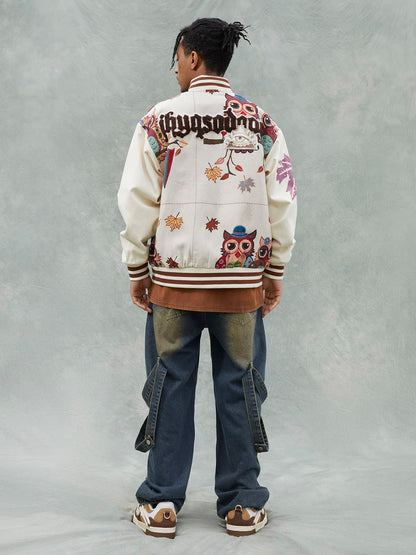 Thesupermade Owl Patch Embroidered Baseball Jersey 