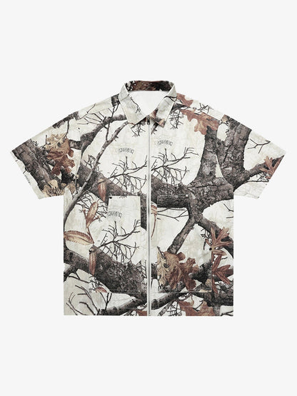 Thesupermade Retro Branches & Fallen Leaves Print Workwear Set 