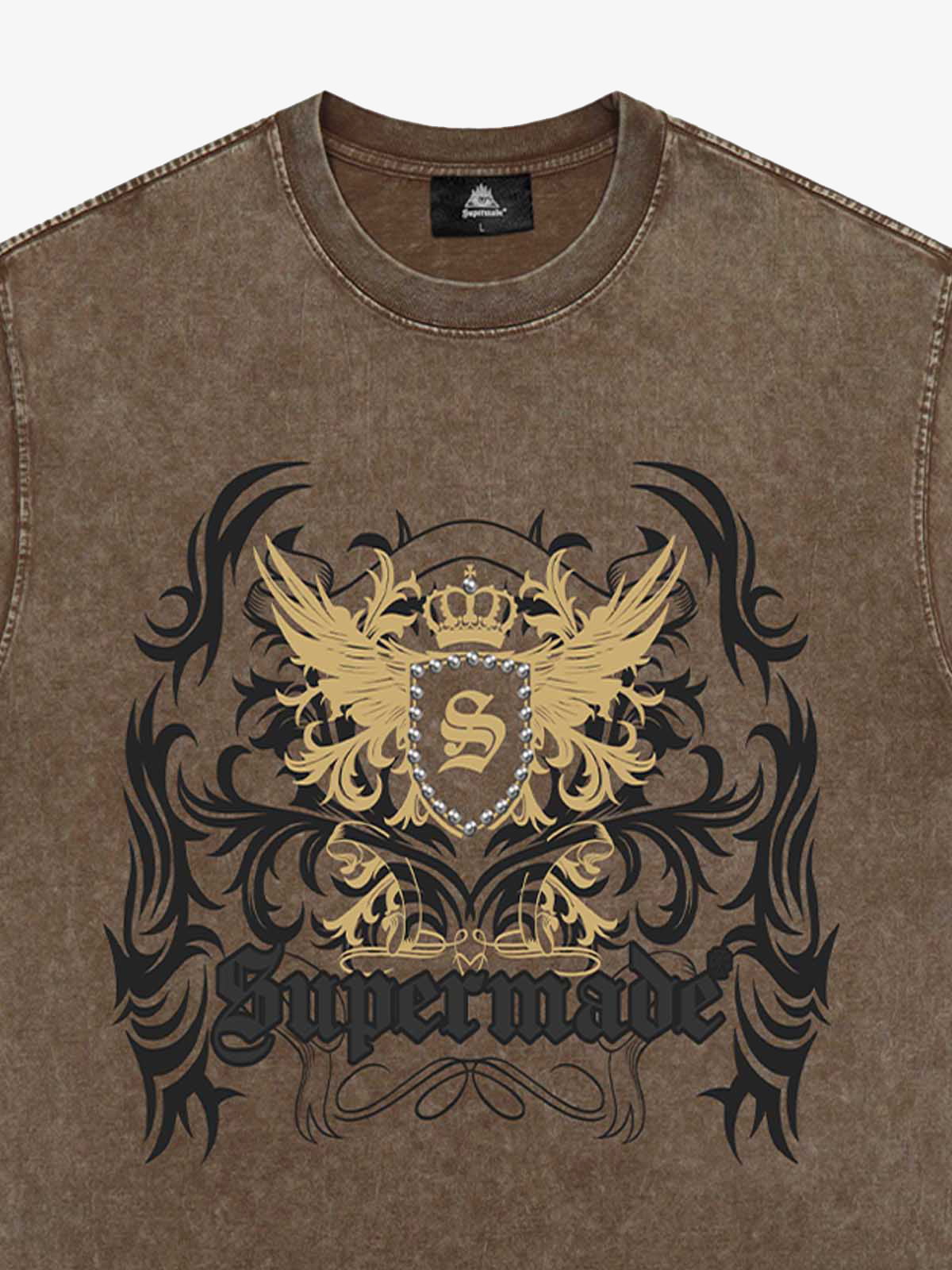 Crown Print Studded Short Sleeve T-shirt 