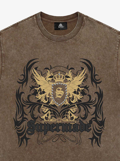 Crown Print Studded Short Sleeve T-shirt 