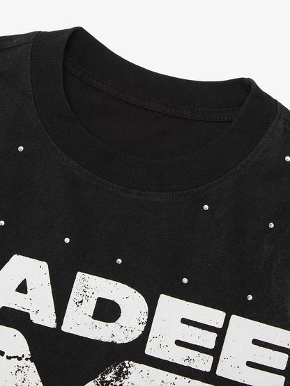 Thesupermade  Retro Crystal Letter T-shirt 