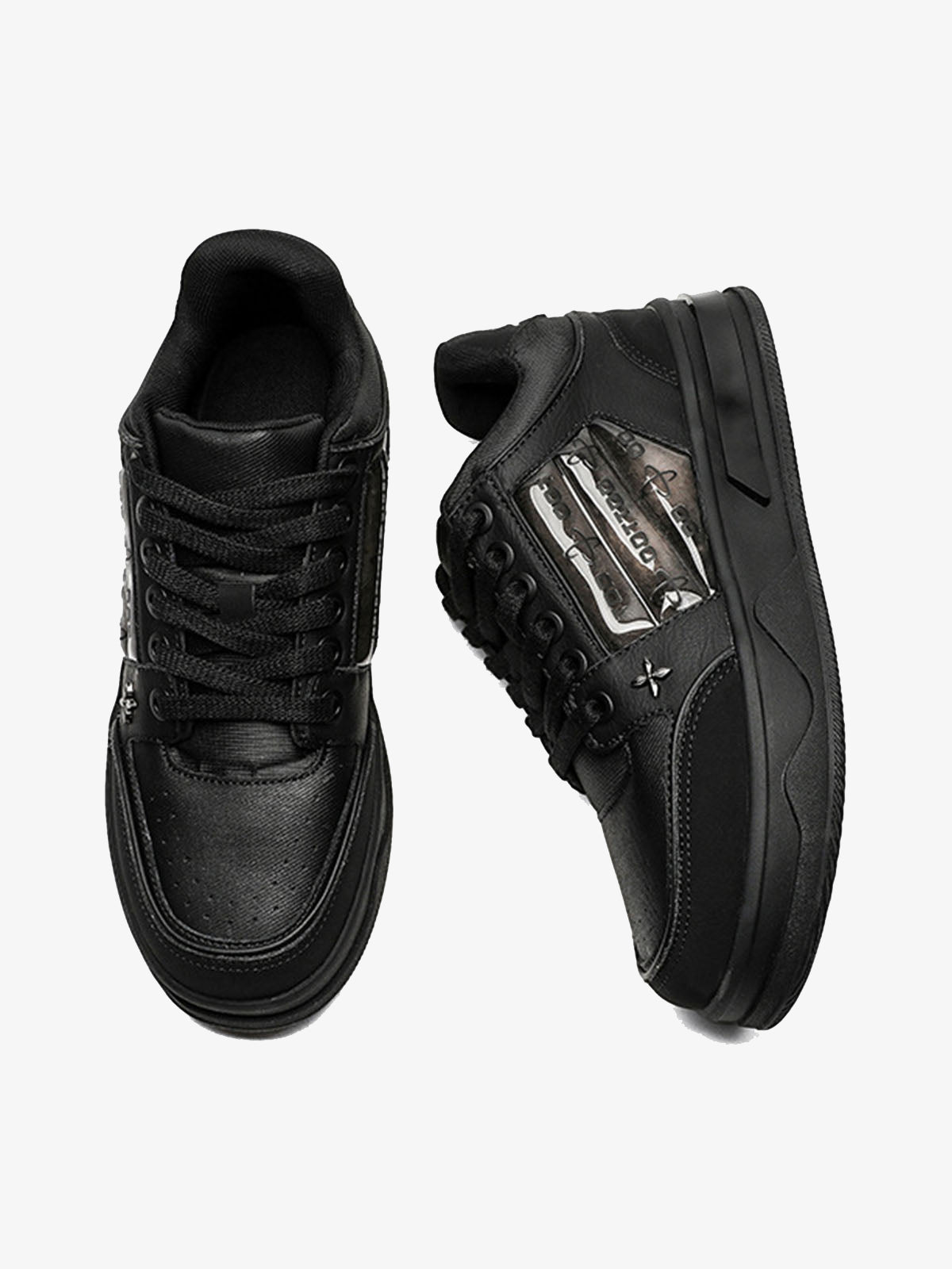 Dark Embroidered Letters Skate Shoes 