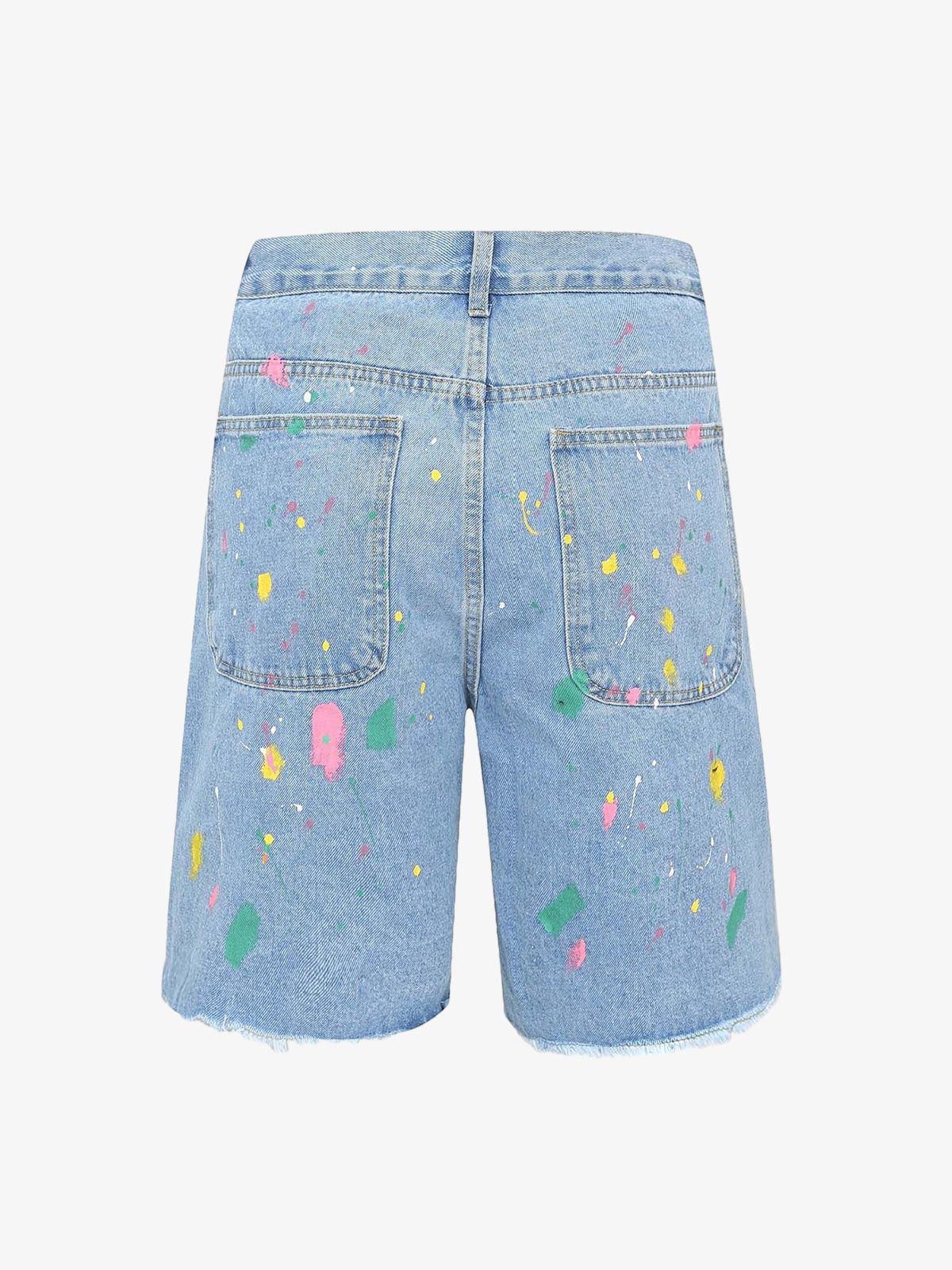 Street Patch Flower Embroidered Cat Whiskers Denim Shorts- 2032 