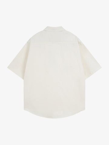Retro Letter Print Short Sleeve Shirt - 2426 