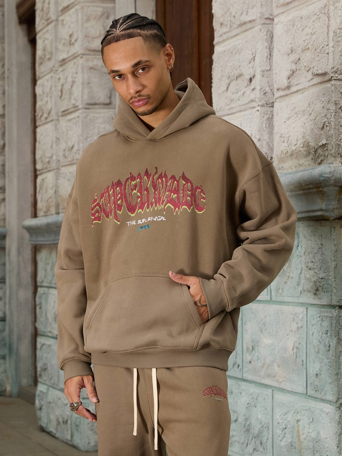 Thesupermade Oversized Graphic Hoodie Set 