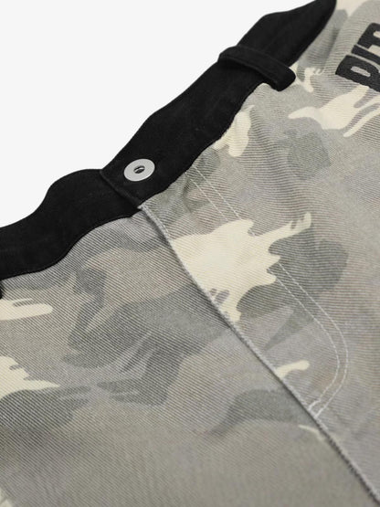 Ripped Applique Embroidered Camouflage Jorts 